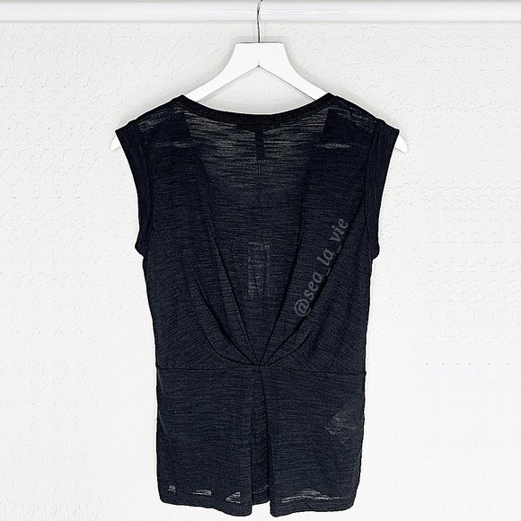 BCBGMaxAzria Tops - BCBGMAXAZRIA Anabella Pleated Cinch-Back Cap Sleeve Burnout Tee in Black